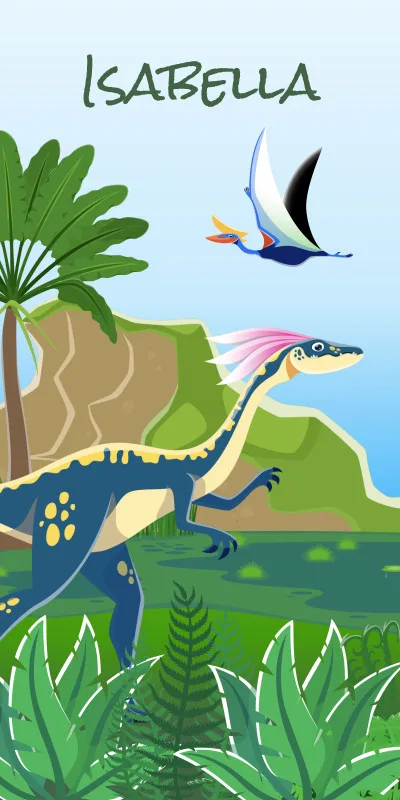 Dinosaurier-Handtuch mit Namen personalisierbar - personalisiertes Namens-Handtuch - Kinderhandtuch mit Wunschtext - Dinowelt