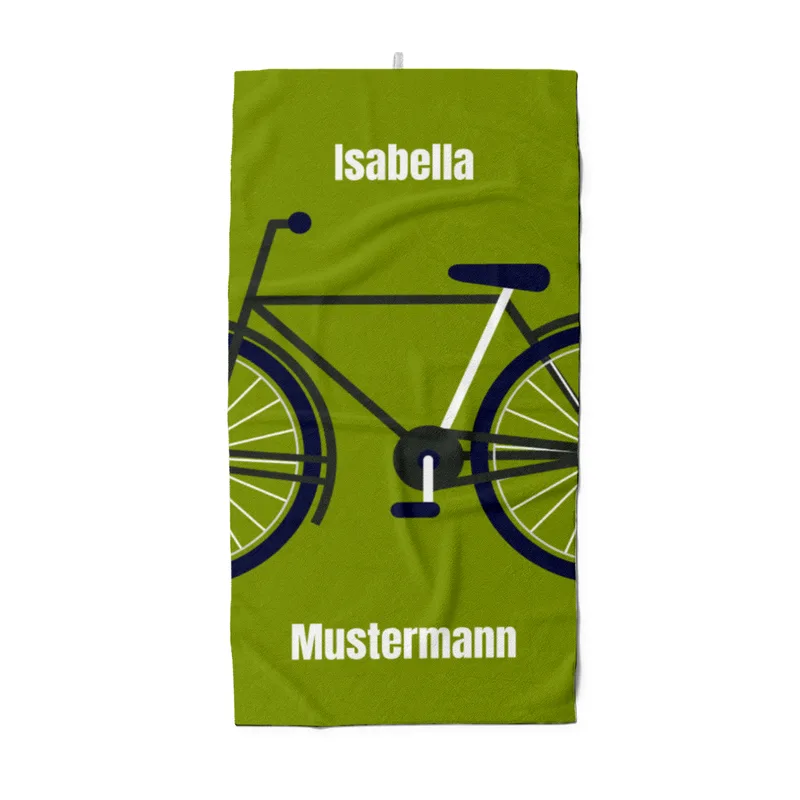 Duschtuch Sport - mit Namen personalisierbar - personalisiertes Namens-Duschtuch mit Wunschtext - Fahrrad