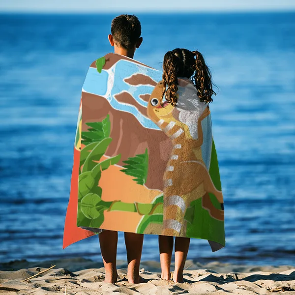 Dinosaurier-Handtuch mit Namen personalisierbar - personalisiertes Namens-Handtuch - Kinderhandtuch mit Wunschtext - Dinowelt