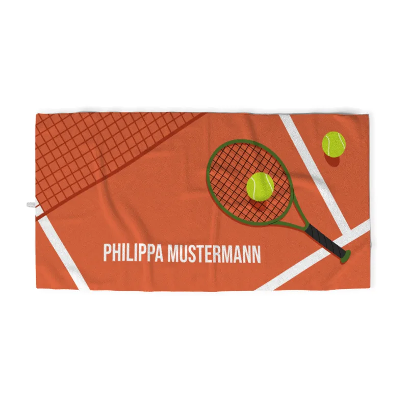 Handtuch Sport - mit Namen personalisierbar - personalisiertes Namens-Handtuch mit Wunschtext - Tennis orange
