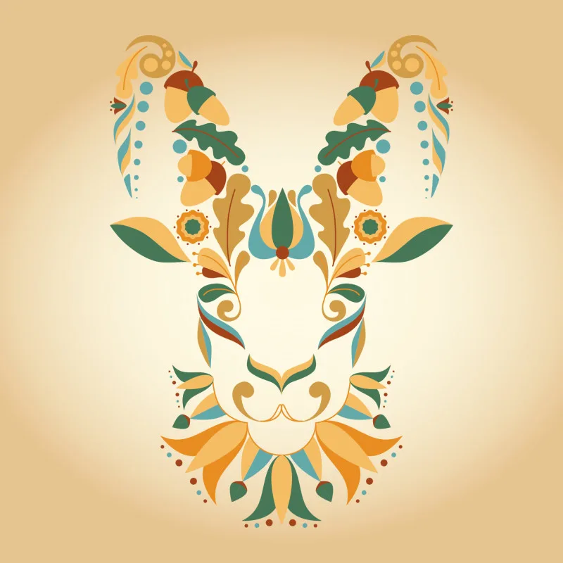 Samtkissen Zodiac Art – Löwe floral