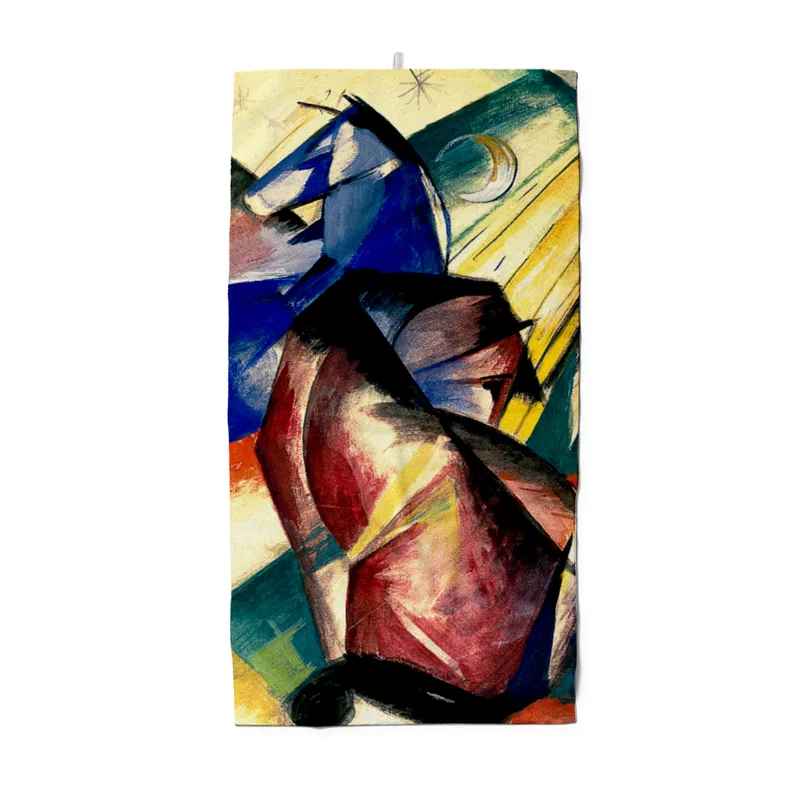 Duschtuch Zwei Pferde rot und blau