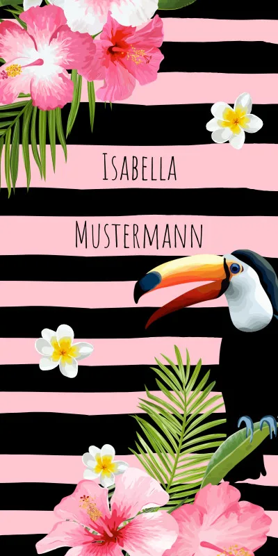 Duschtuch Sommer - mit Namen personalisierbar - personalisiertes Namensduschtuch mit Wunschtext - Tropical