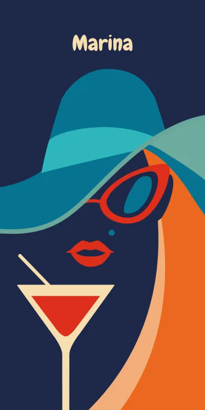 Badetuch Cocktail Lady