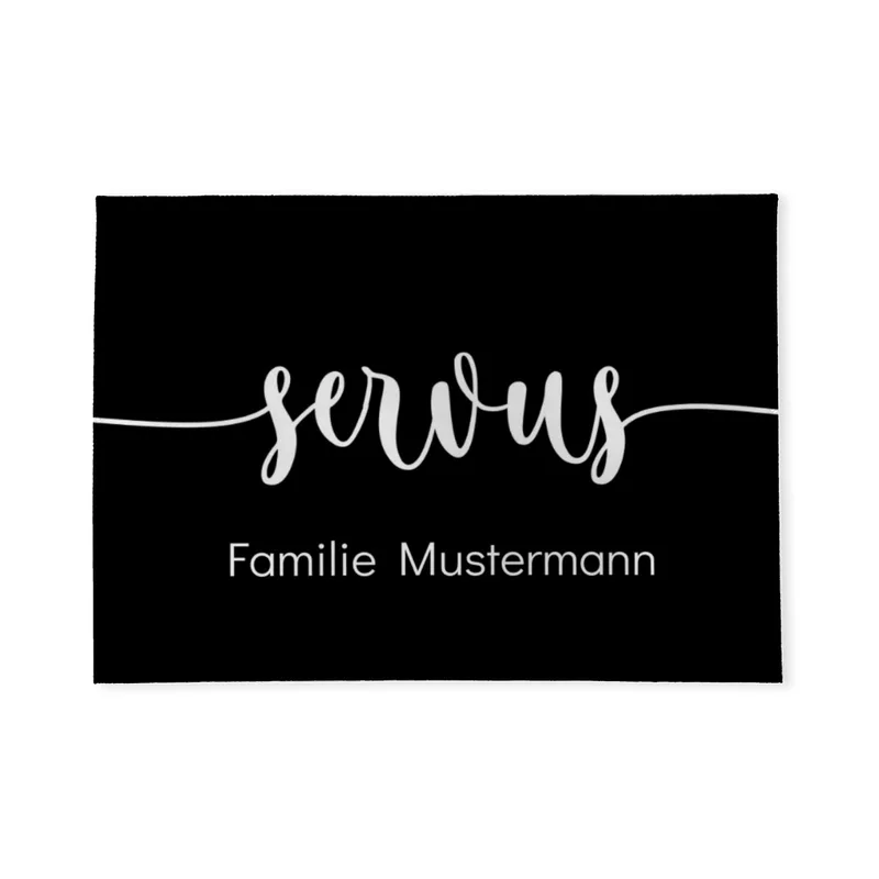 Fußmatte personalisiert - Geschenkidee für Familie, Paare, zum Einzug - Türvorleger mit Namen bedruckt - Motiv Servus schwarz 70 x 50 cm