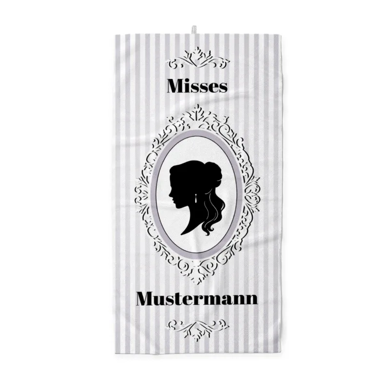 Misses Vintage - personalisiertes Namens-Strandtuch mit Wunschtext - Geschenkidee Hochzeit, Paar