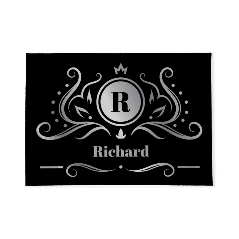 Fußmatte Krönchen Ornamental mit Initial und Namen personalisierbar - Geschenkidee Einzug, Geburtstag, Richtfest - Fussmatte mit Namen Krönchen ornamental 2 70 x 50 cm