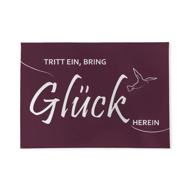Spruch-Fußmatte Tritt ein, bring Glück herein - Schmutzfangmatte bedruckt Glück violett 70 x 50 cm