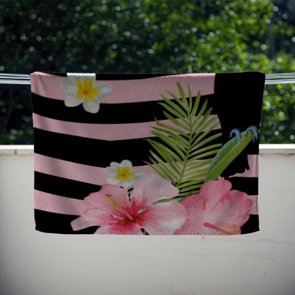 Duschtuch Sommer - mit Namen personalisierbar - personalisiertes Namensduschtuch mit Wunschtext - Tropical
