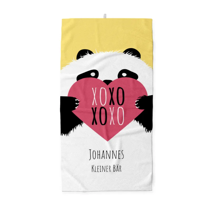 Handtuch mit Namen personalisierbar - personalisiertes Namenshandtuch mit Wunschtext - XOXO Panda