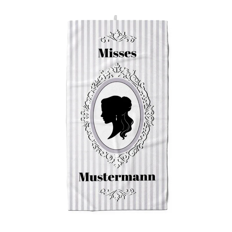 Misses Vintage - personalisiertes Namens-Strandtuch mit Wunschtext - Geschenkidee Hochzeit, Paar