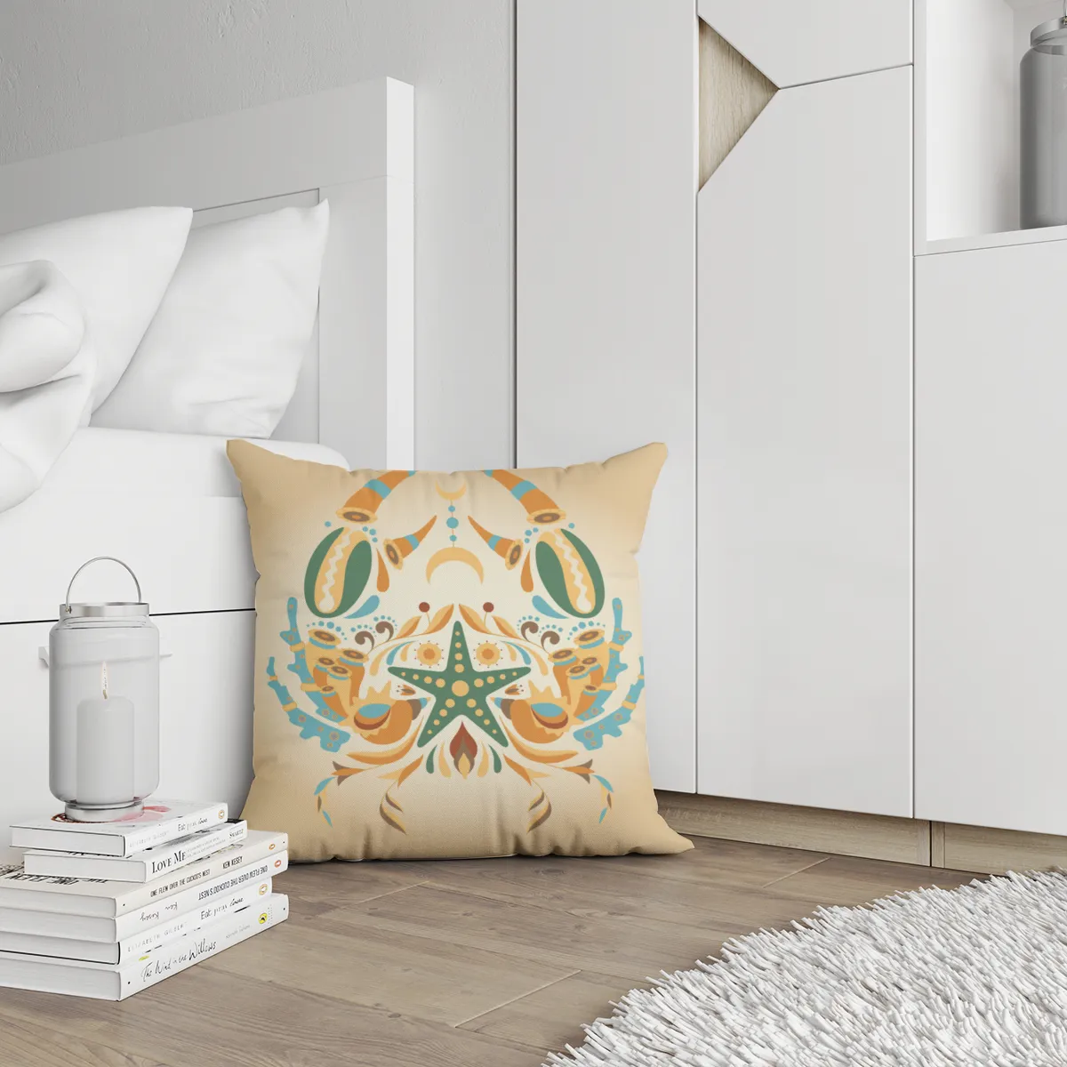 Samtkissen Zodiac Art – Löwe floral