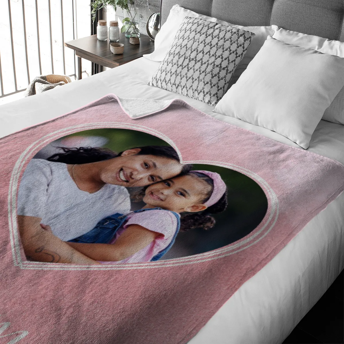 Kuscheldecke für Mamas 125 x 155 cm - mit Foto personalisierbar - Fotodecke selbst gestalten - Geschenkidee Muttertag, Geburtstag - Mama Herz