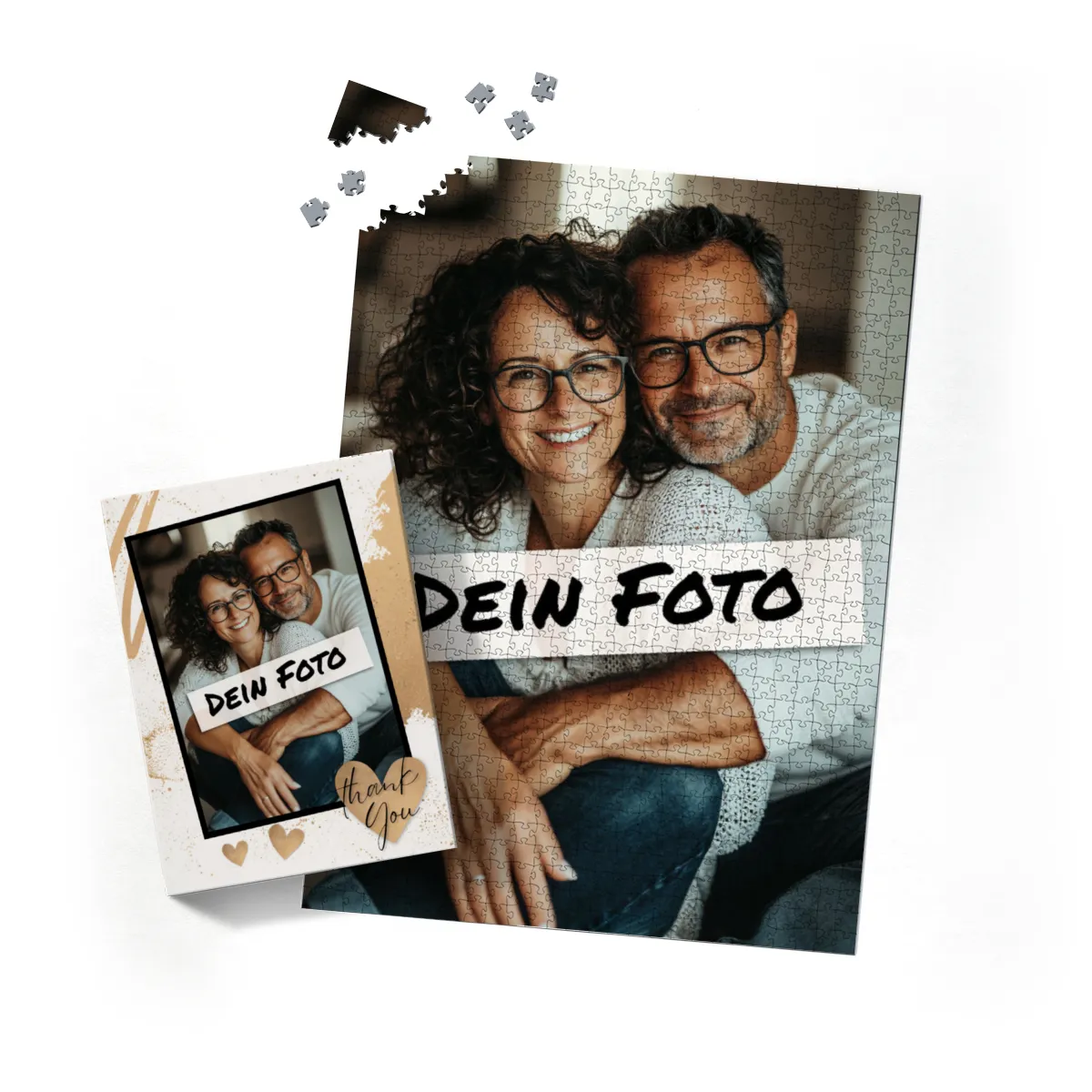 Fotopuzzle mit eigenem Bild - Puzzle selbst gestalten 1000 Teile - Schachtel Thank you - mit Foto personalisiert - Geschenk Geburtstag, Freundschaft