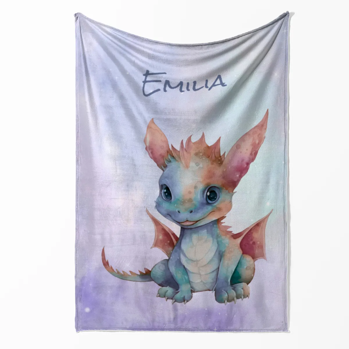 Wohndecke mit Namen personalisierbar, Kuscheldecke, Namensdecke mit Drachen, Geschenkidee Geburtstag Motiv Drache 1 140 x 200 cm