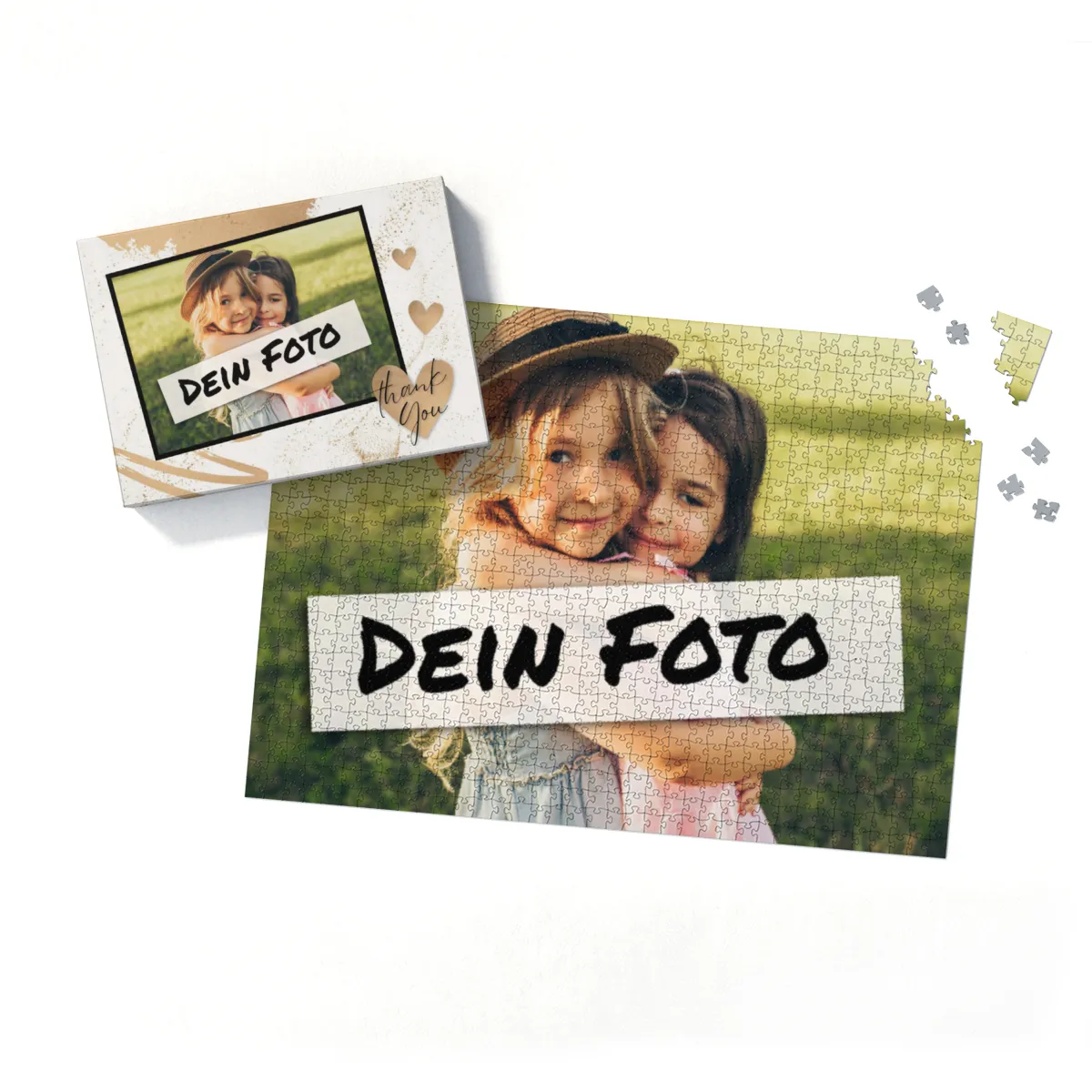 Fotopuzzle mit eigenem Bild - Puzzle selbst gestalten 1000 Teile - Schachtel Thank you - mit Foto personalisiert - Geschenk Geburtstag, Freundschaft