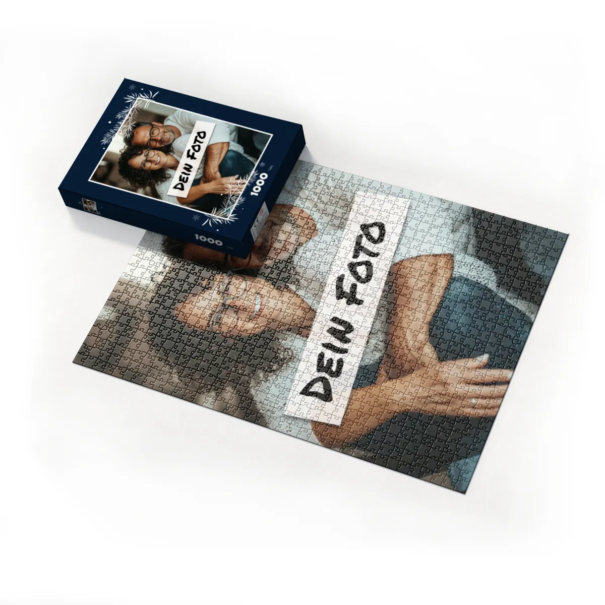 Fotopuzzle mit eigenem Bild - Fotopuzzle selbst gestalten 1000 Teile - Schachtel Weihnachtszweige - 1000 Teile Puzzle mit Foto - Geschenk Weihnachten Weihnachtszweige 1000 Teile Quer