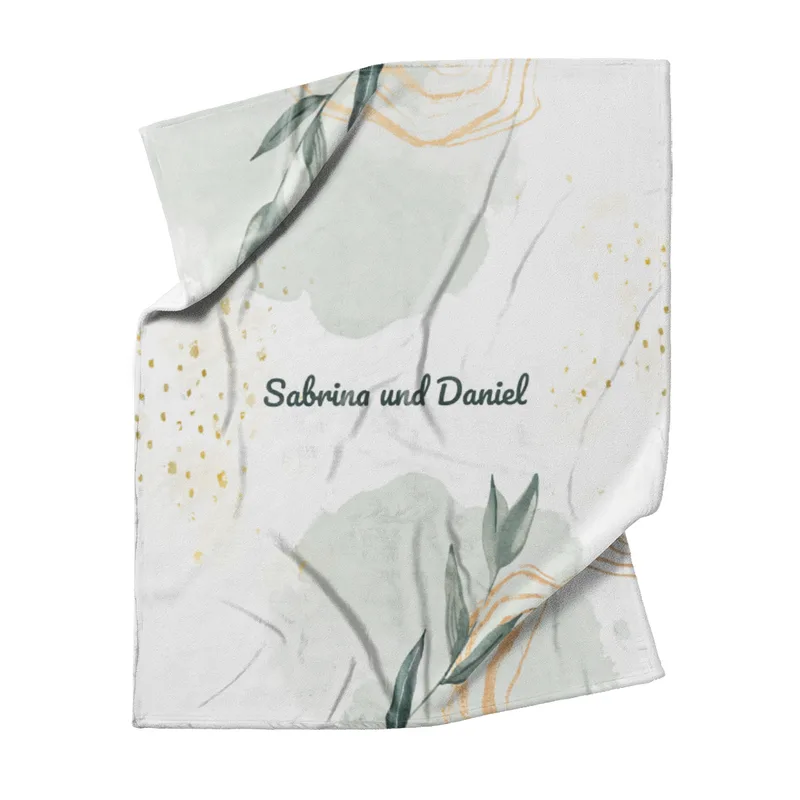 Kuscheldecke Leaves - mit Namen personalisierbar - Geschenkidee für Verliebte, Valentinstag Leaves 125 x 155 cm