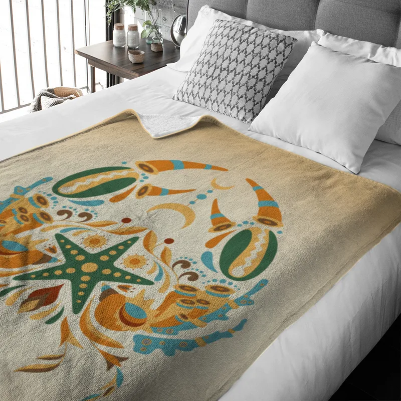 Sternzeichen Wohndecke Wassermann floral mit Namen personalisierbar