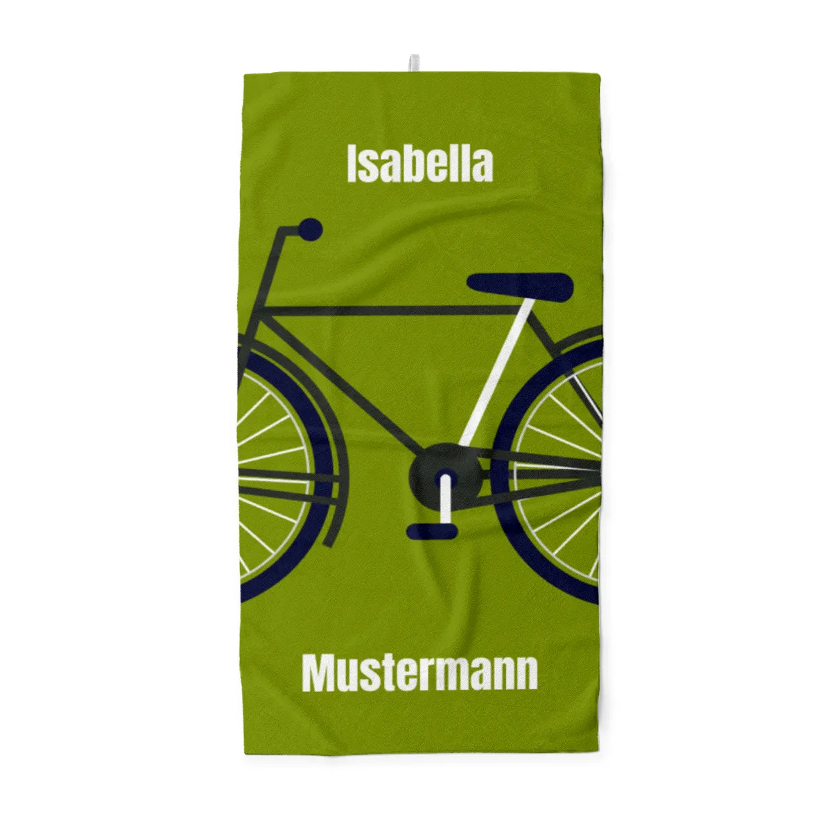 Badetuch Sport - mit Namen personalisierbar - personalisiertes Namens-Badetuch - Strandtuch mit Wunschtext - Fahrrad