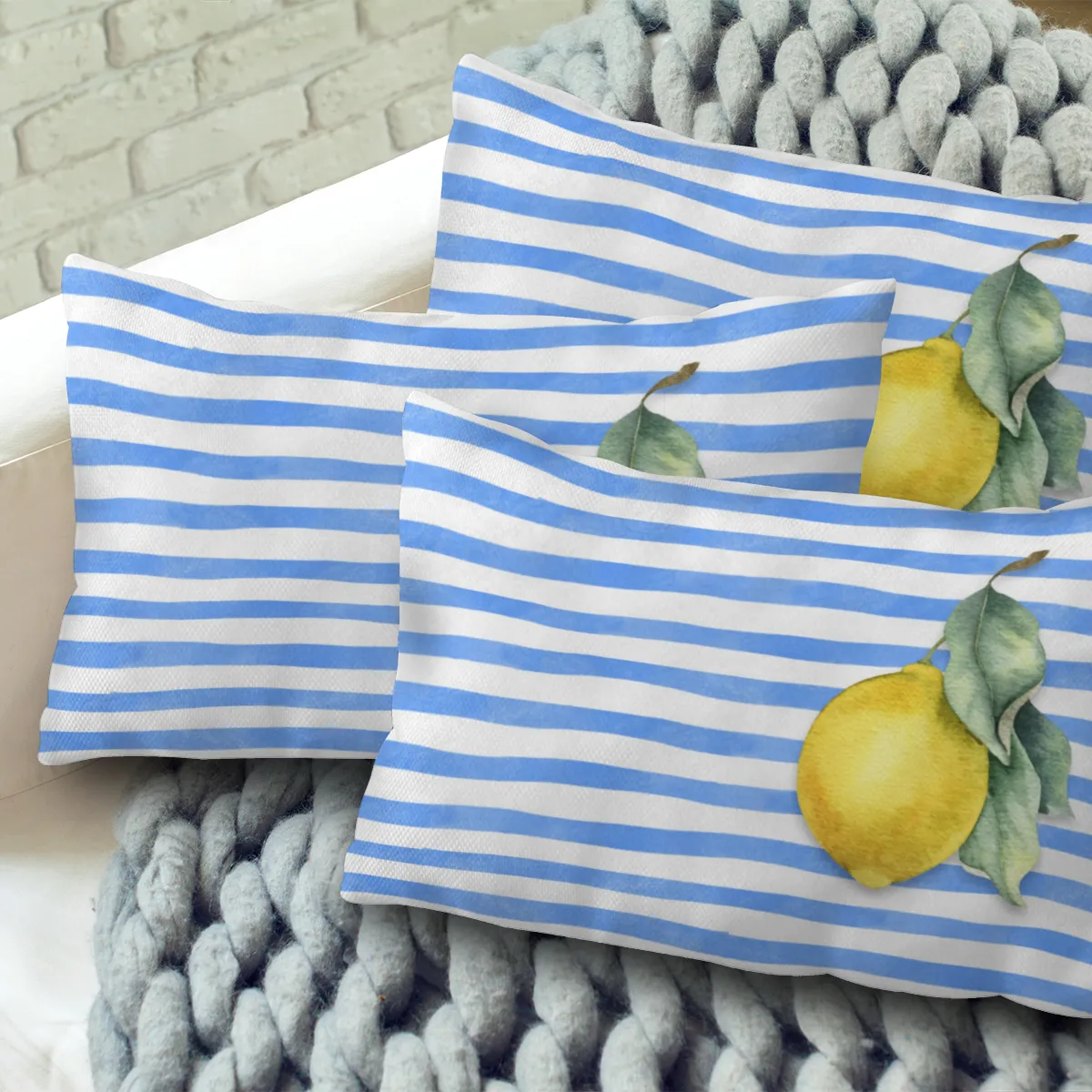 Samtkissenbezug Citrus Stripes