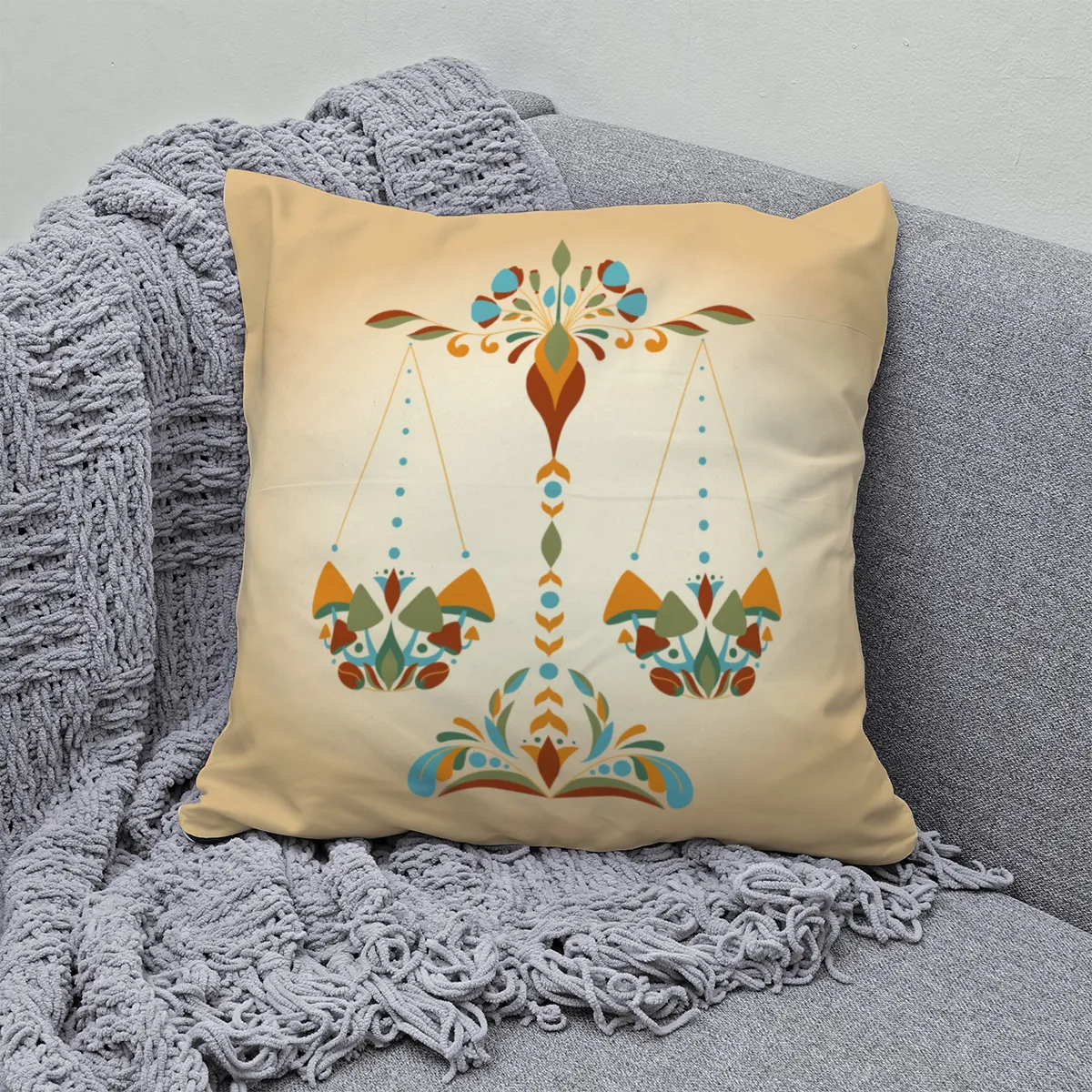 Samtkissen Zodiac Art – Löwe floral