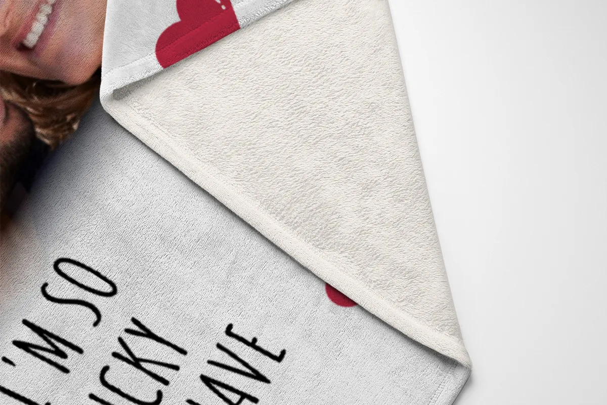 Kuscheldecke So Lucky - mit Foto personalisierbar - Geschenkidee für Verliebte, Valentinstag So Lucky