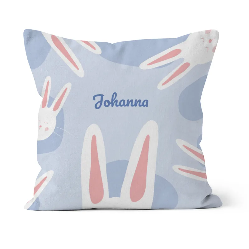 Namenskissen Hasenohren - Samtkissenbezug Happy Easter Hasenohren - mit Namen personalisierbar - Osterdeko - Geschenkidee Ostern Hasenohren Happy Easter 50 x 50 cm