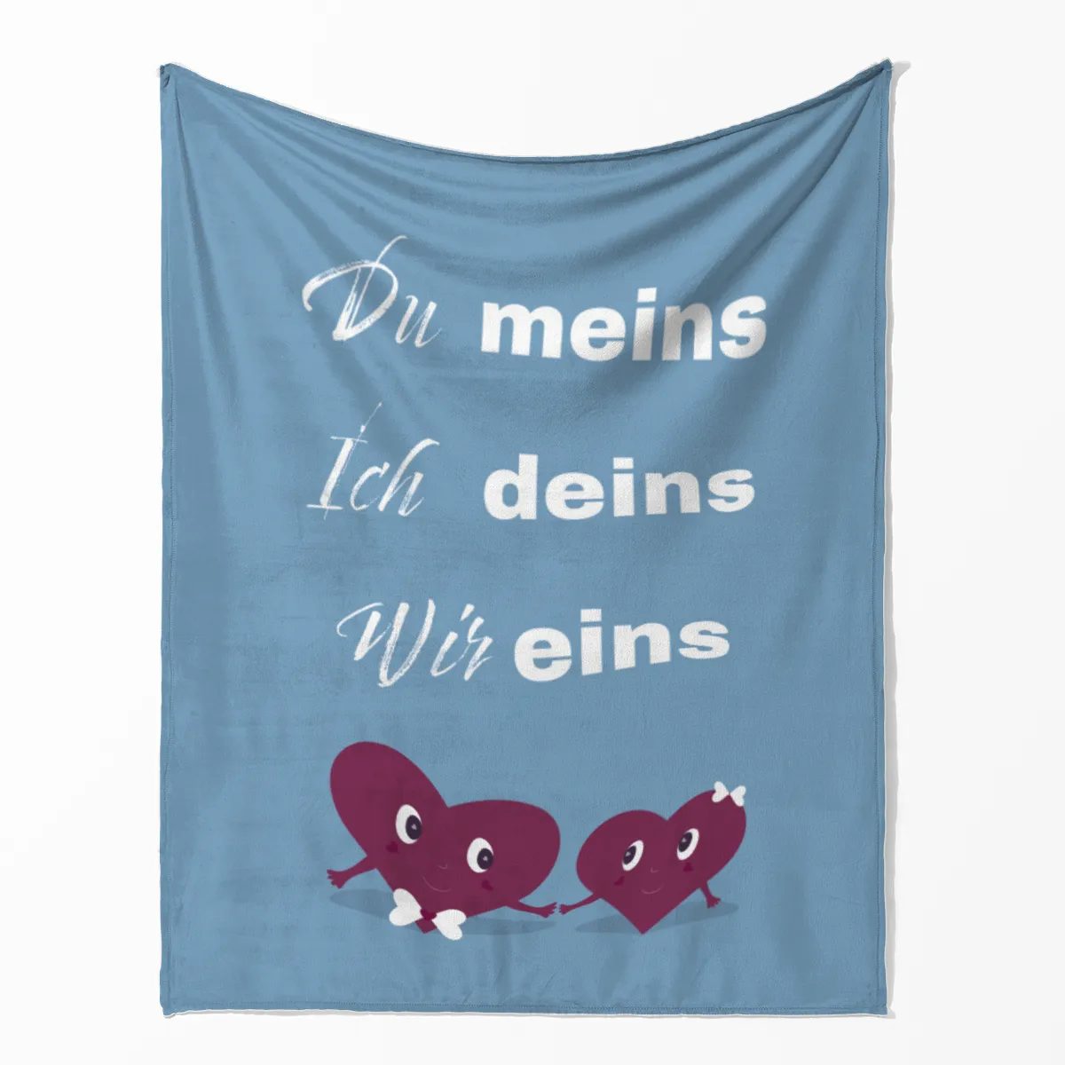 Kuscheldecke Du meins mit Herzen