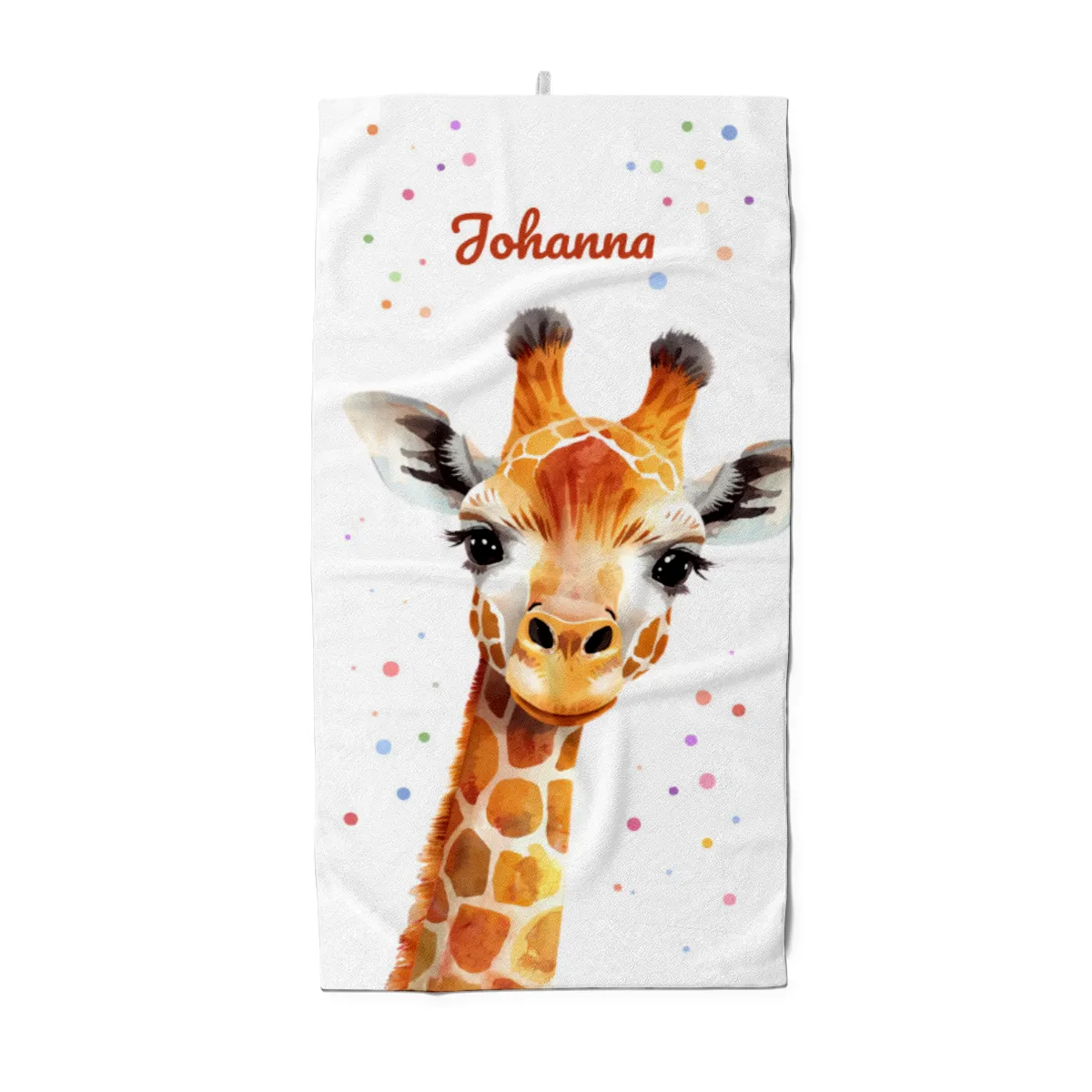 Badetuch mit Namen personalisierbar - personalisiertes Namens-Badetuch - Strandtuch mit Wunschtext - Giraffe
