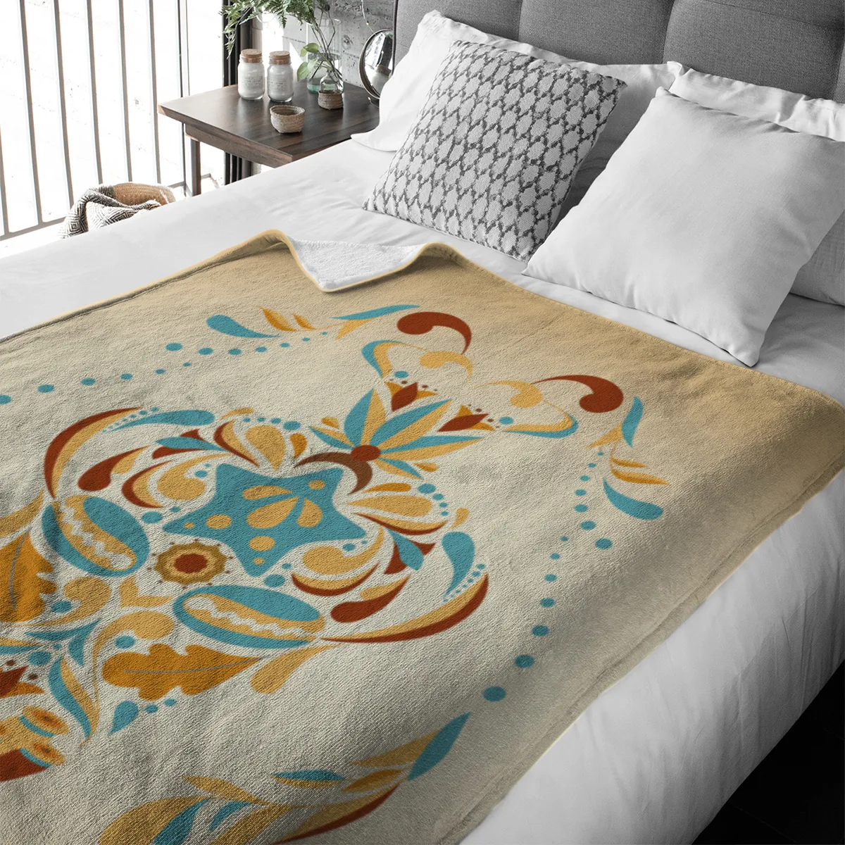 Sternzeichen Wohndecke Wassermann floral mit Namen personalisierbar