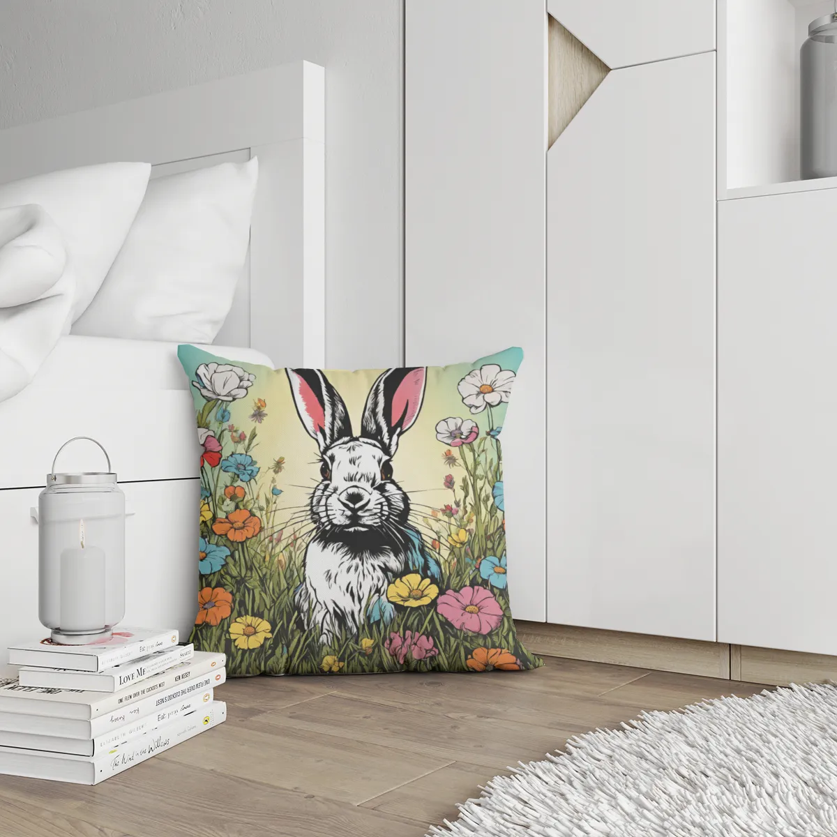 Samtkissenbezug Kaninchen Pop-Art