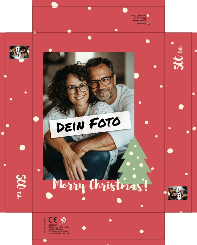 Fotopuzzle mit eigenem Bild - Fotopuzzle selbst gestalten 1000 Teile - Schachtel Merry Christmas - 1000 Teile Puzzle mit Foto - Geschenk Weihnachten MerryChristmas 1000 Teile Quer