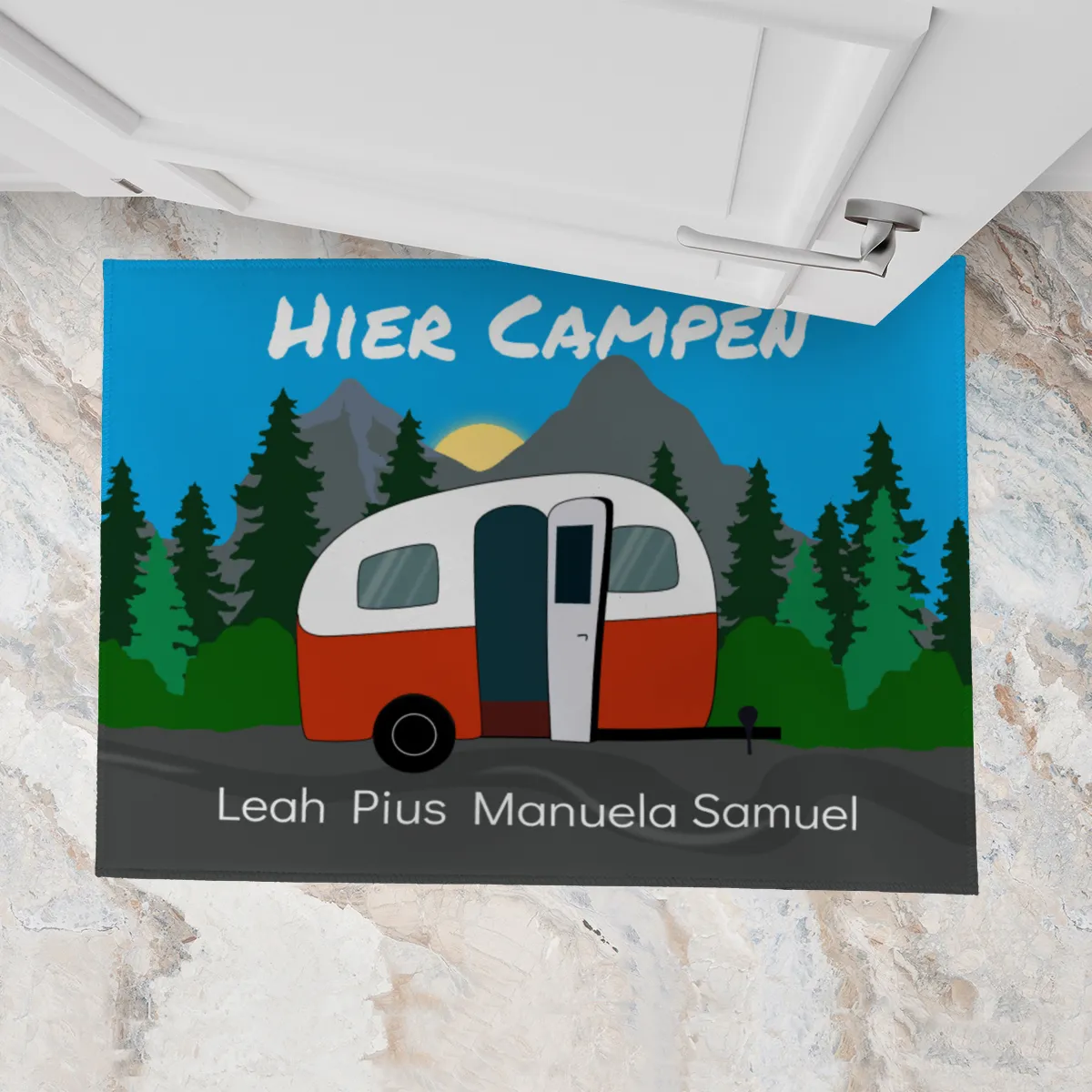 Camper Fußmatte mit Namen - Geschenkidee Camping, Geburtstag, Urlaub