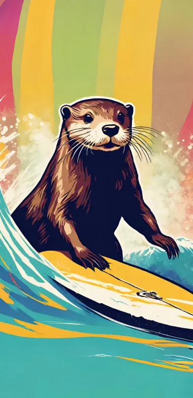 Badetuch Surfender Otter