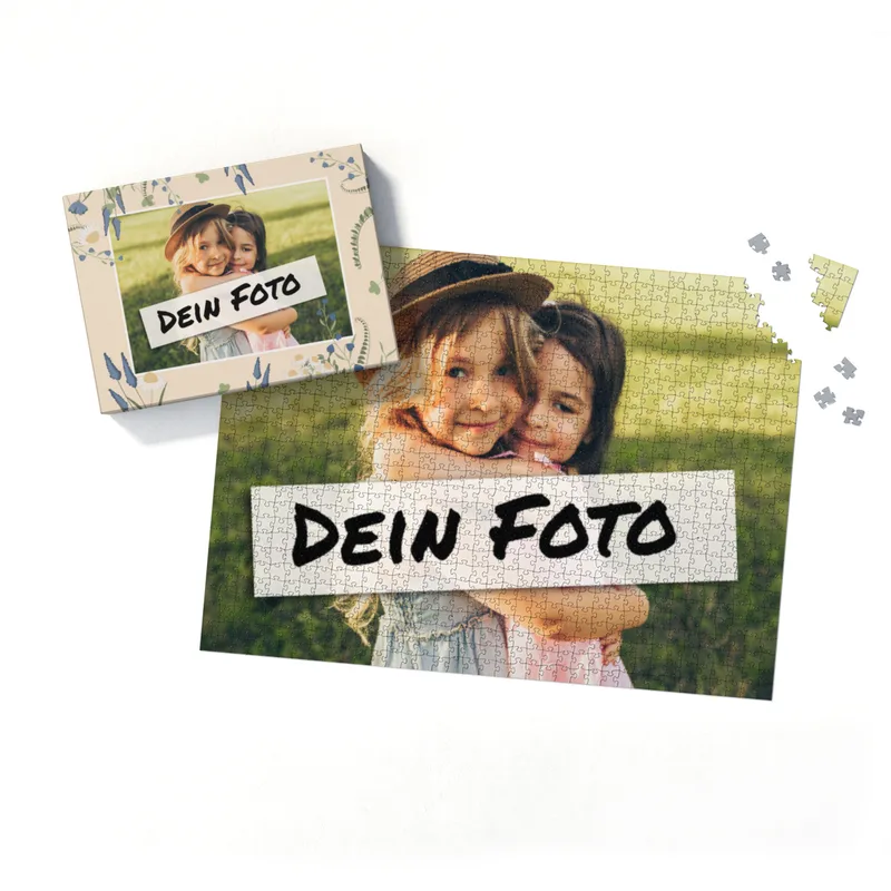 Fotopuzzle mit eigenem Bild - Puzzle selbst gestalten 1000 Teile - Schachtel Sommerwiese - mit Foto personalisiert - Geschenk Geburtstag
