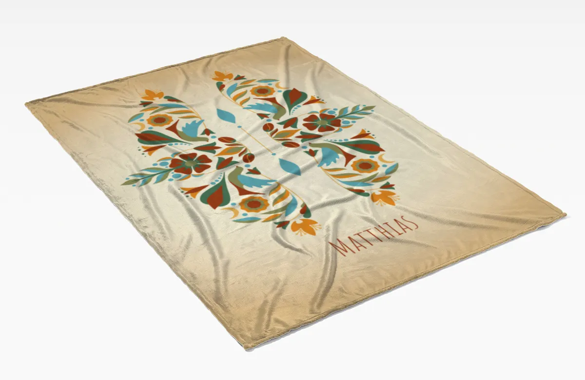 Sternzeichen Wohndecke Wassermann floral mit Namen personalisierbar
