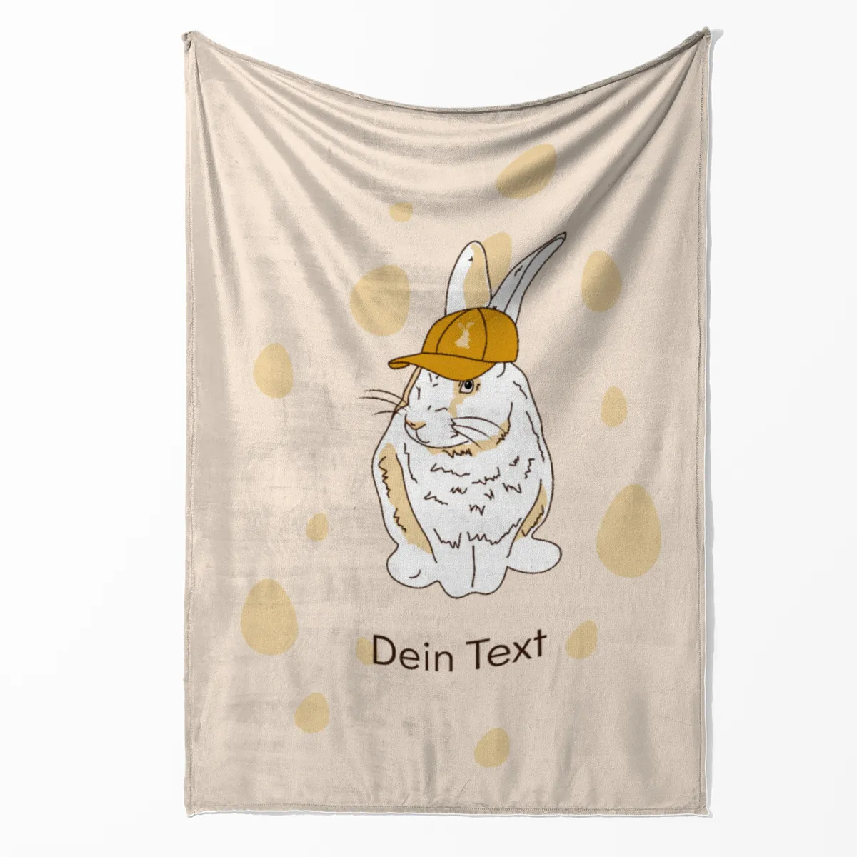 Kuscheldecke Hase mit Käppi - mit Namen personalisierbar - Geschenkidee Ostern, Osterdeko Hase Käppi 125 x 155 cm
