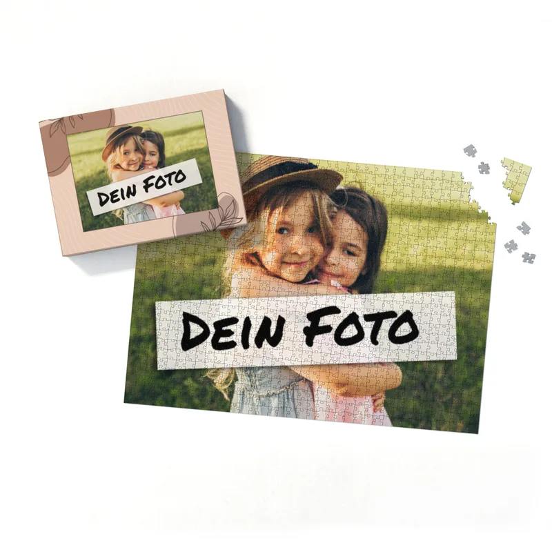 Fotopuzzle mit eigenem Bild - Fotopuzzle selbst gestalten 1000 Teile - Schachtel Herbstblätter - 1000 Teile Puzzle mit Foto - Geschenk Geburtstag Herbstblätter 1000 Teile Quer