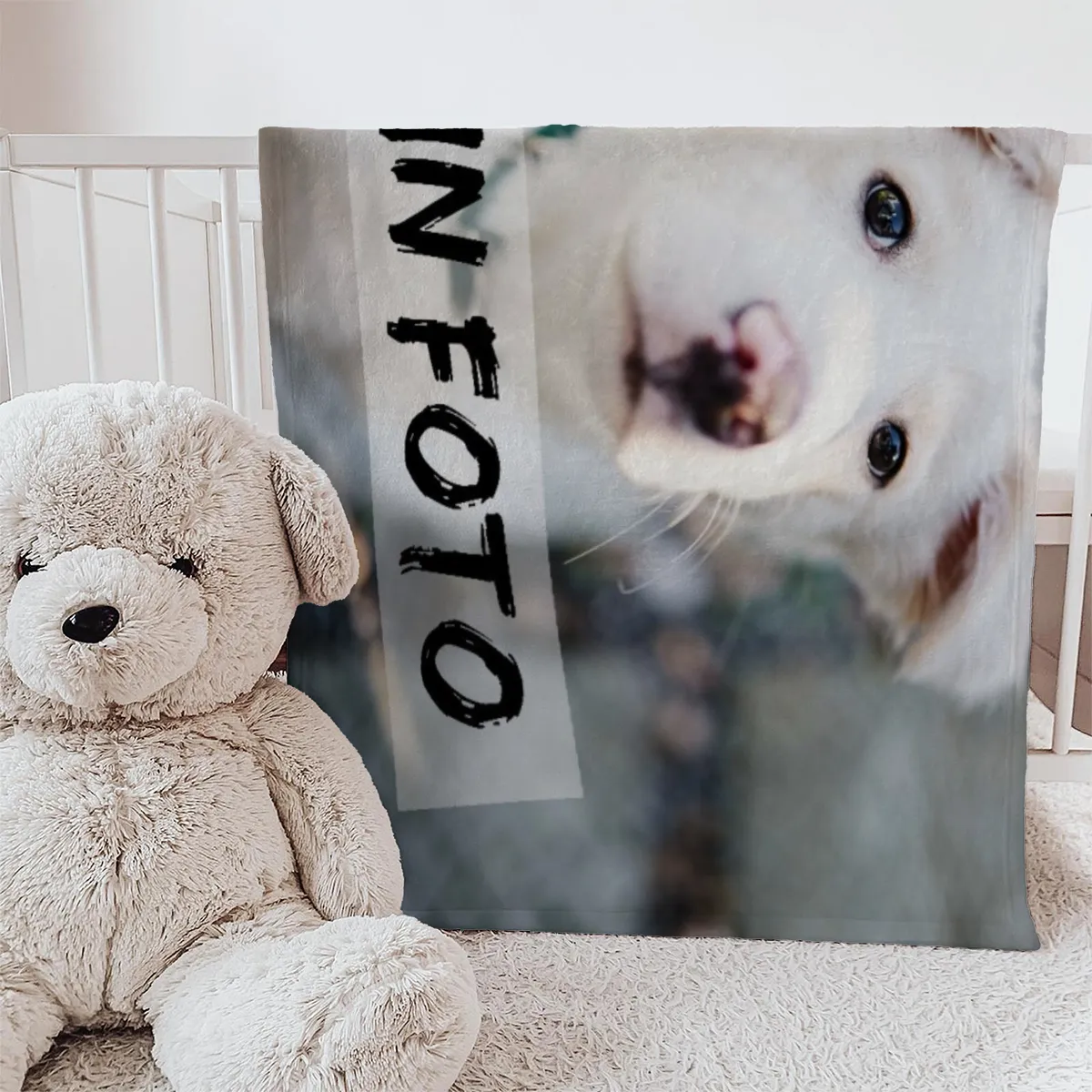 Personalisierte Kuscheldecke mit Foto - personalisierte Fotodecke - Kuscheldecke mit Ihrem Bild - Fotodecke selbst gestalten - Decke Querformat 200 x 140 cm 1 Foto Design 200 x 140 cm