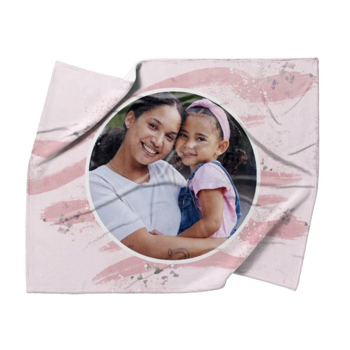 Kuscheldecke rosa 140 x 200 cm - mit Foto personalisierbar - Fotodecke selbst gestalten - Geschenkidee Muttertag, Geburtstag - Pinselstriche Hearts rose