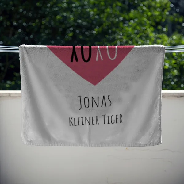 Duschtuch mit Namen personalisierbar - personalisiertes Namens-Duschtuch mit Wunschtext - XOXO Katze