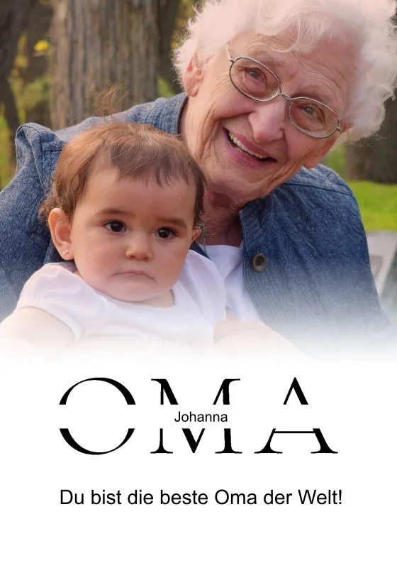 Kuscheldecke Oma 140 x 200 cm - mit Foto und 2 Texten personalisierbar - Fotodecke selbst gestalten - Geschenkidee Muttertag, Geburtstag OMA white