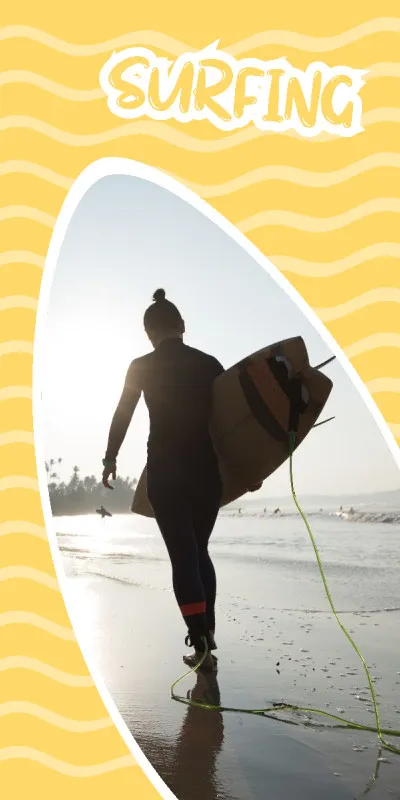 Strandtuch gelb im Surfbrett-Look - mit Foto personalisierbar - Foto-Badetuch - Geschenkidee Surfer Surfing