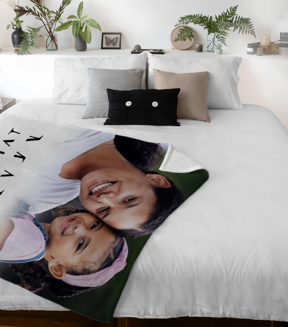 Kuscheldecke Mama 140 x 200 cm - mit Foto und 2 Texten personalisierbar - Fotodecke selbst gestalten - Geschenkidee Muttertag, Geburtstag MAMA white