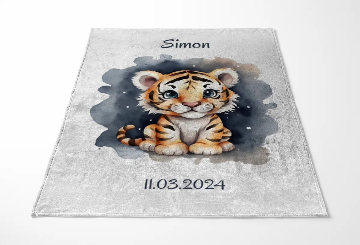 Babydecke Kleiner Tiger personalisierbar mit Namen und Text multi 75 x 100 cm