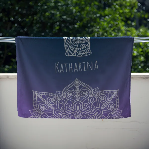 Badetuch Sommer - mit Namen personalisierbar - personalisiertes Namens-Badetuch - Strandtuch mit Wunschtext - Mandala Elefant