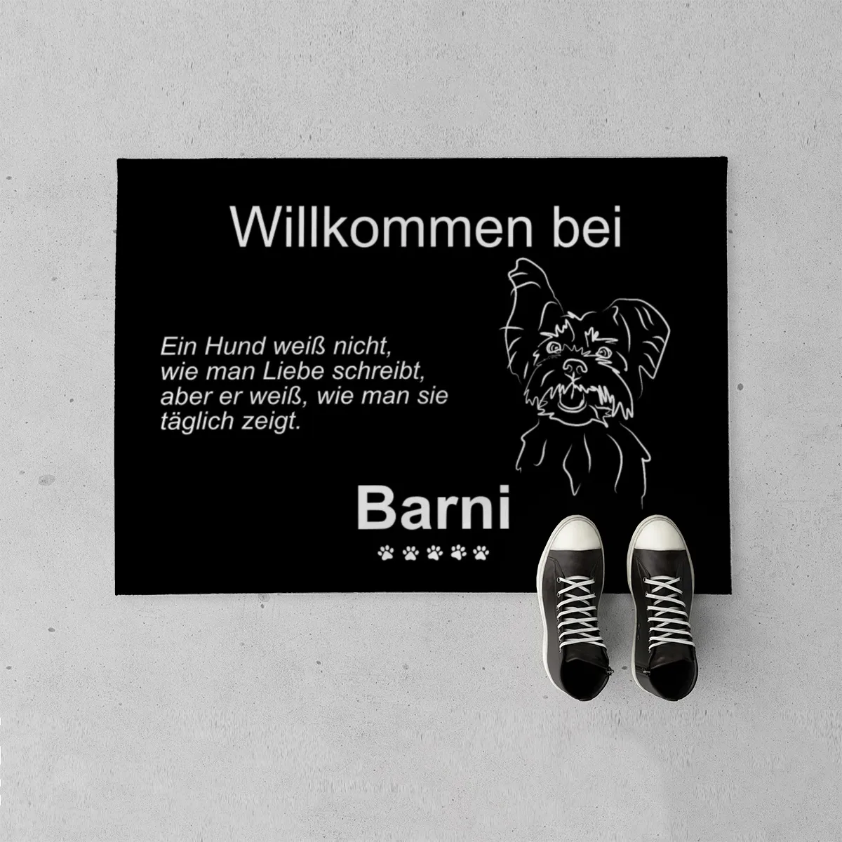 Personalisierte Fußmatte mit Französischer Bulldogge schwarz 70 x 50 cm