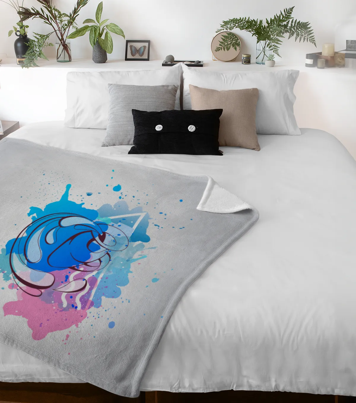 Sternzeichen Wohndecke Wassermann Splashes mit Namen personalisierbar