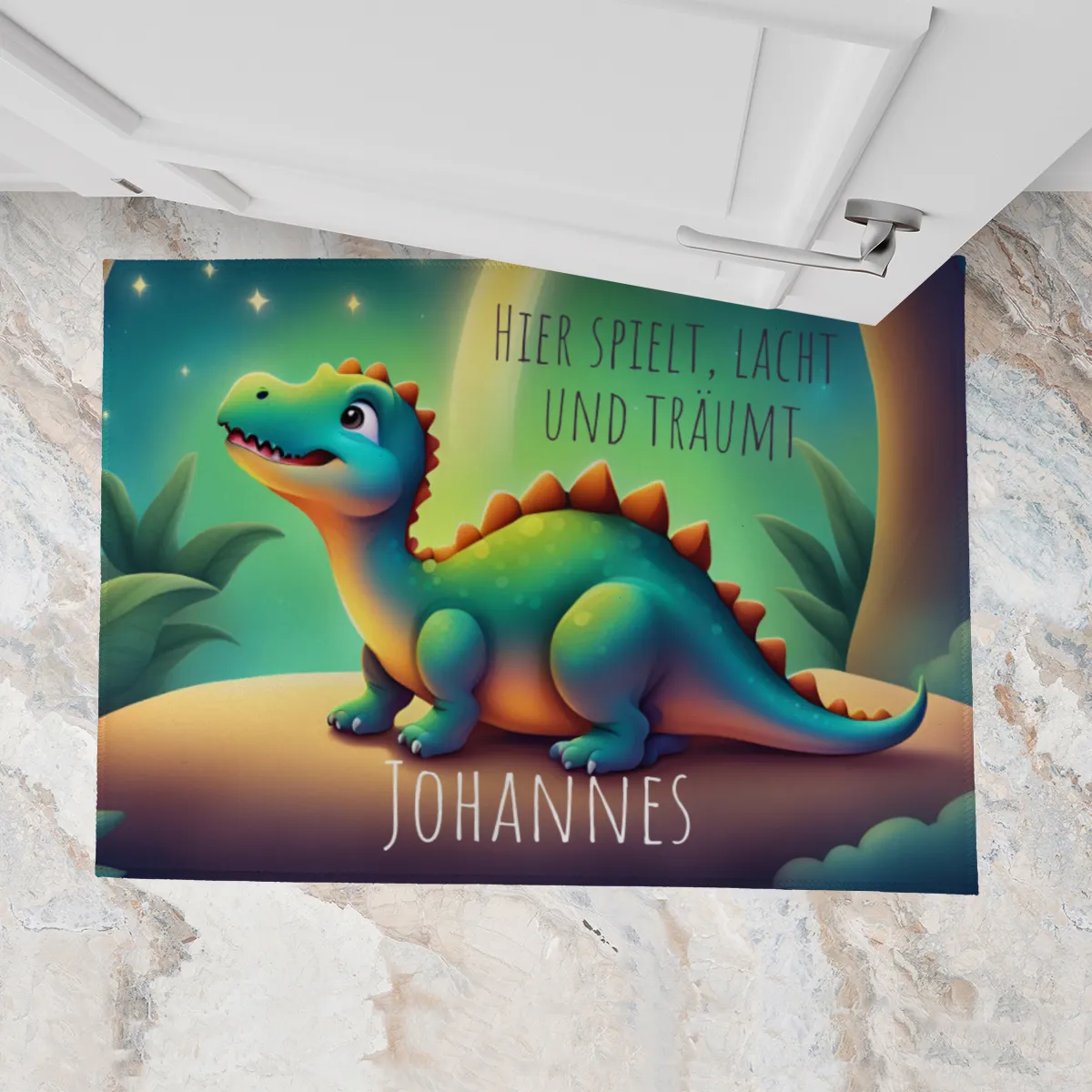 Fußmatte Dino mit Namen personalisiert - Kinderzimmer